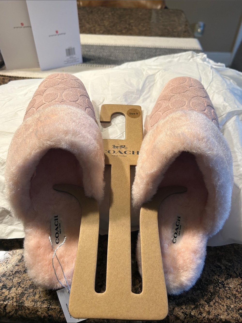 Coach Candy Pink Sherpa Flat Mule In Signature Suede Slip On